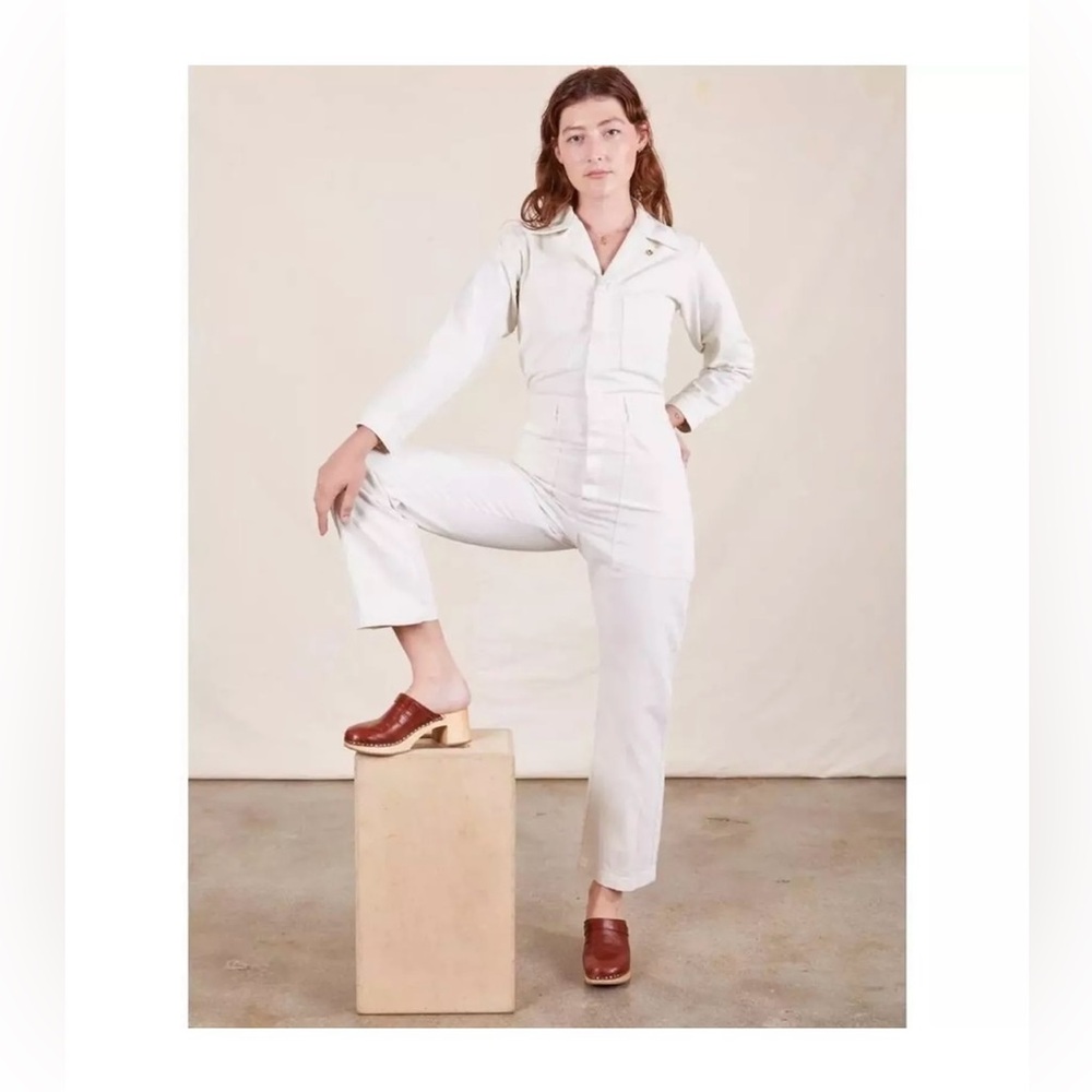 Big Bud Press Long sleeve jumpsuit in Vintage Tee White